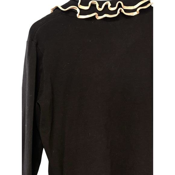 Belldini Sweater Shirt Womens Large Black Slim Zip Up Collared Jewels - Picture 3 of 6